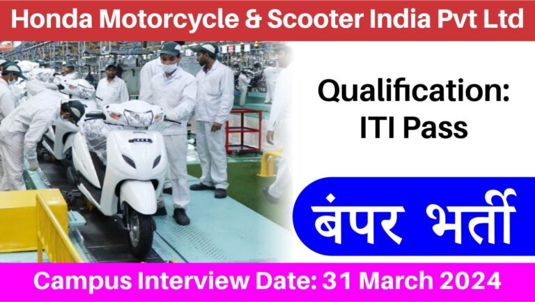 Honda Motorcycle & Scooter India Pvt Ltd Hiring 2024