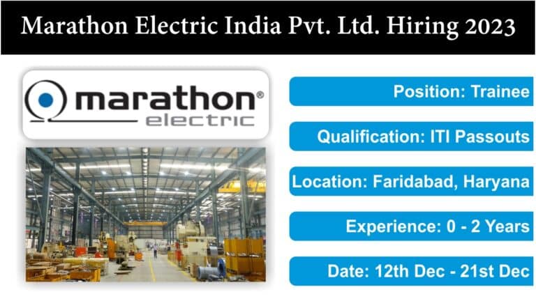 Marathon Electric India Pvt. Ltd. Hiring 2023