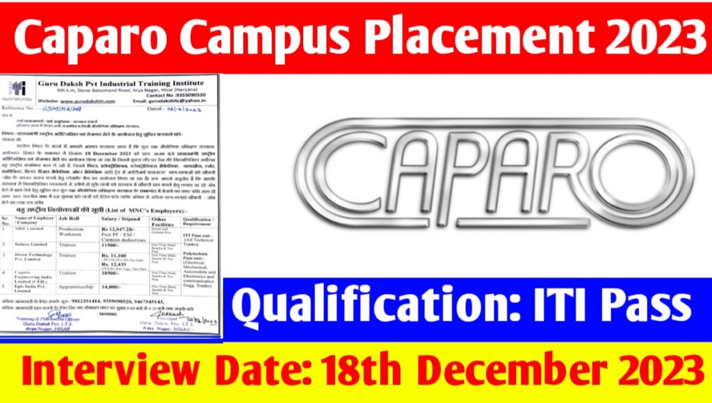 Caparo Campus Placement 2023: MRF कम्पनी मै आयी बम्पर भर्ती, यहाँ देखिए पूरी जानकारी 