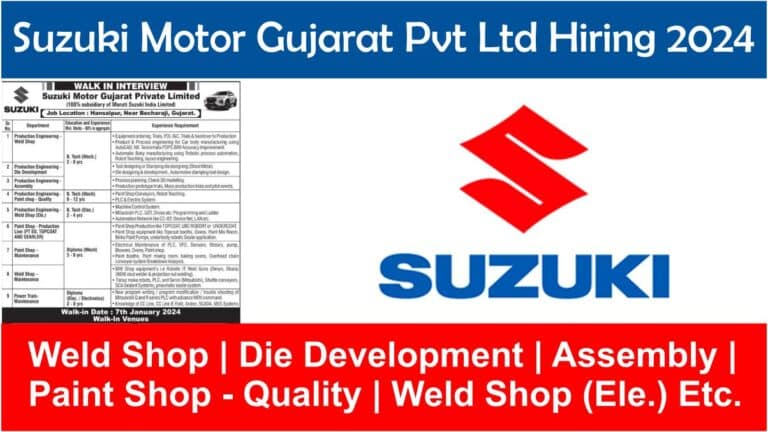 Suzuki Motor Gujarat Pvt Ltd Hiring 2024