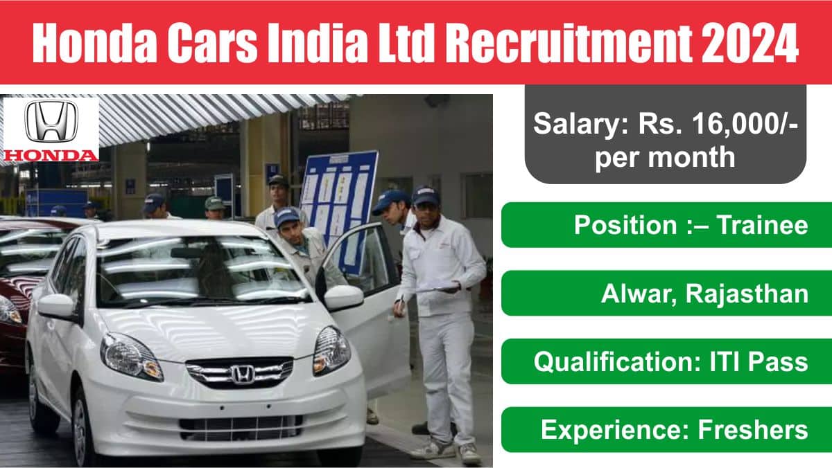 Honda Cars India Ltd Recruitment 2024