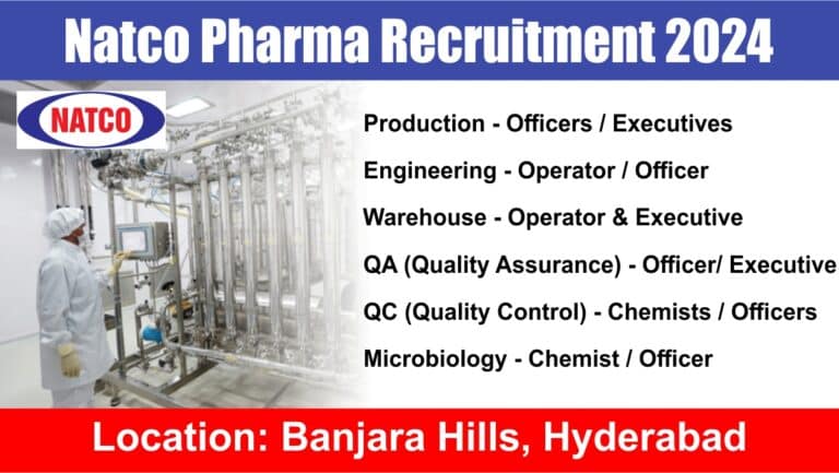 Natco Pharma Recruitment 2024