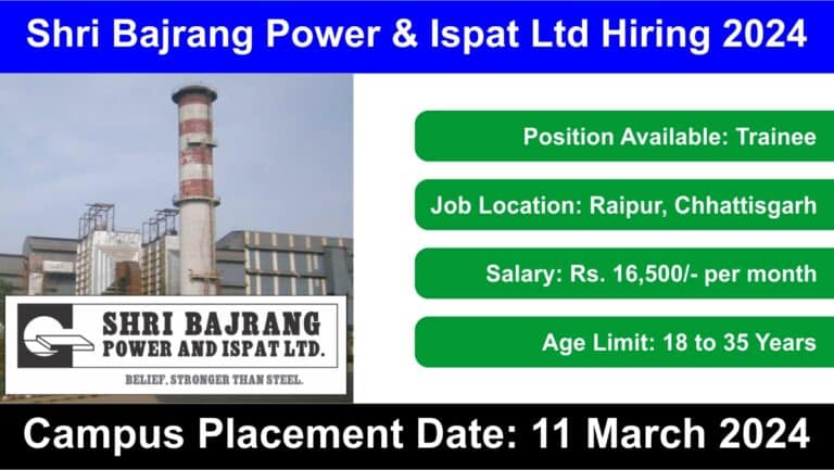 Shri Bajrang Power & Ispat Ltd Hiring 2024