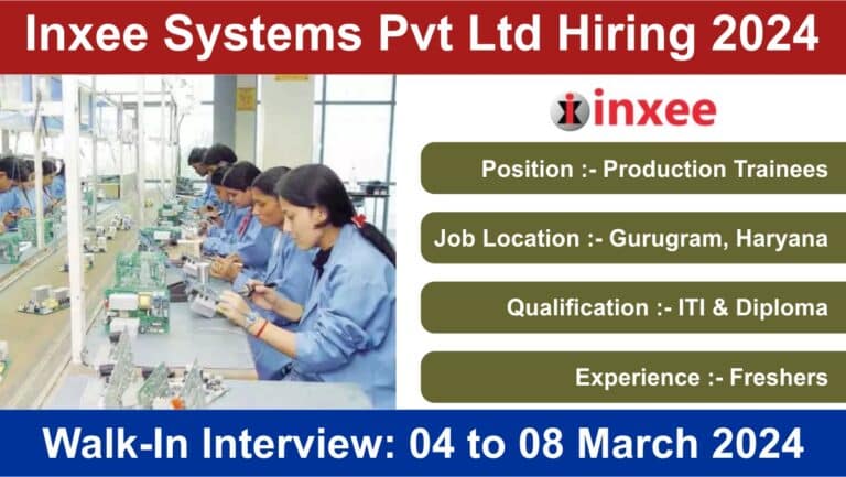 Inxee Systems Pvt Ltd Hiring 2024