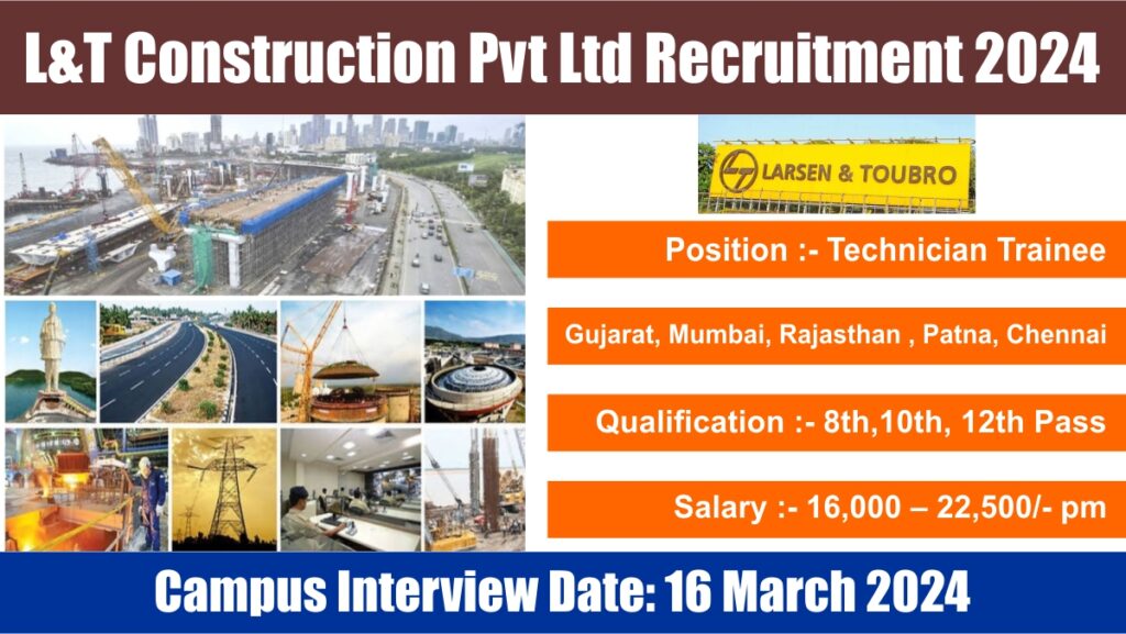 L&T Construction Pvt Ltd Recruitment 2024