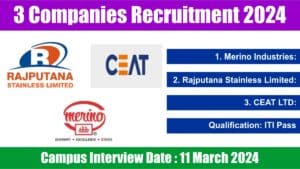 3 Companies Recruitment 2024 | तीन कंपनियों ने निकाली आईटीआई पास के लिए बंपर भर्ती