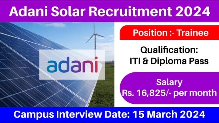 Adani Solar Recruitment 2024