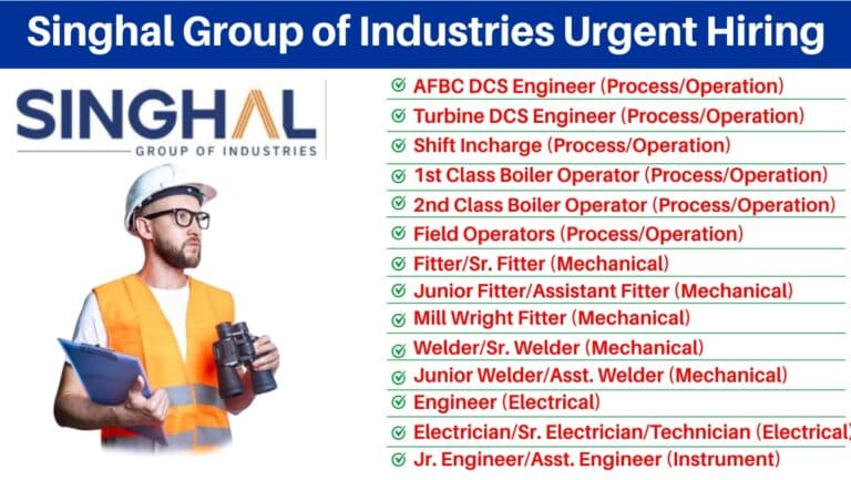 Singhal Group of Industries Urgent Hiring