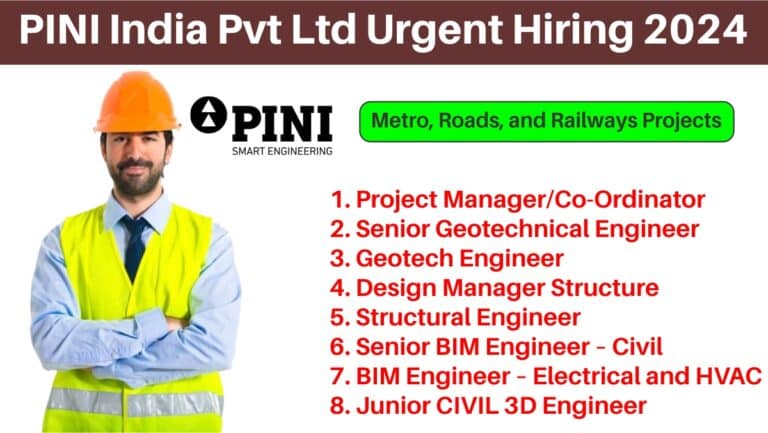 PINI India Pvt Ltd Urgent Hiring 2024