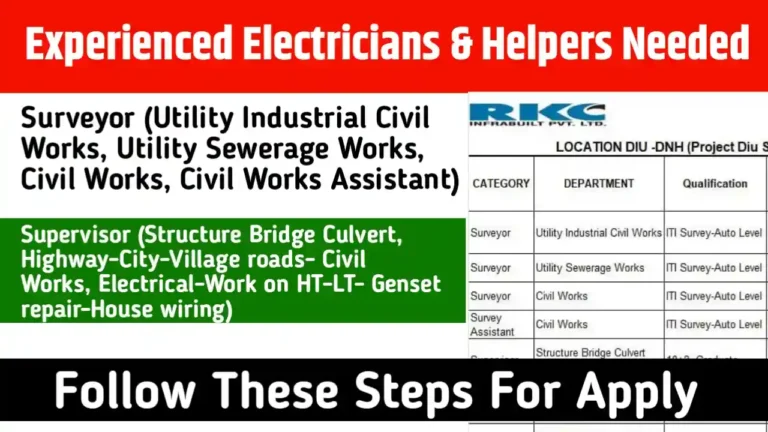 Experienced Electricians & Helpers Needed | Rewarding Careers Await at RKC Infrabuilt