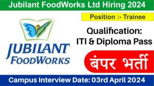 Jubilant FoodWorks Ltd Hiring 2024 | आईटीआई और डिप्लोमा के लिए ट्रेनी पद पर बंपर भर्ती