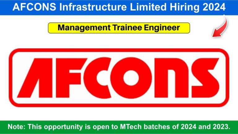 AFCONS Infrastructure Limited Hiring 2024