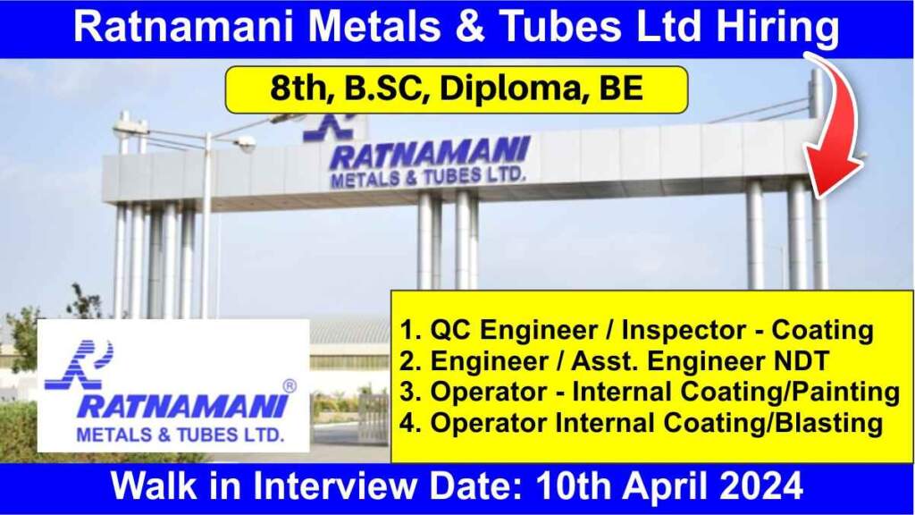 Ratnamani Metals & Tubes Ltd Hiring