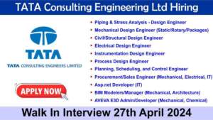 TATA Consulting Engineering Ltd Hiring | Hiring for Multiple Positions | BE, BTech, ME, MTech Jobs