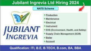 Jubilant Ingrevia Ltd Hiring 2024 | Urgent Requirement for Graduate Apprentice Trainee (GAT) under NATS Scheme