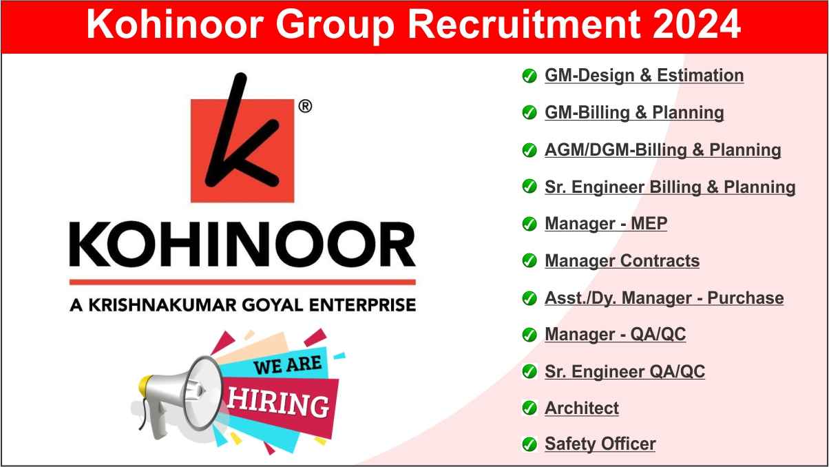 Kohinoor Group Recruitment 2024