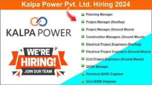 Kalpa Power Pvt. Ltd. Hiring 2024 | Hirng for Rooftop and Ground-Mounted Solar Projects