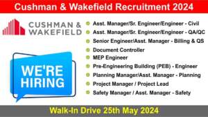 Cushman & Wakefield Recruitment 2024 | Walk-In Drive 25th May 2024 | Hiring for Multiple Positions