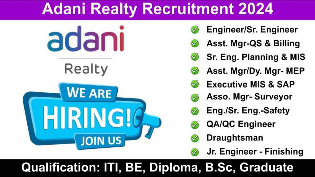 Adani Realty Recruitment 2024