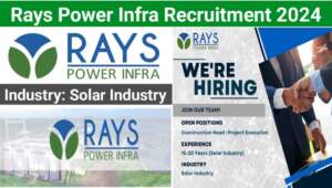 Rays Power Infra Recruitment 2024 | Hiring for Solar Industry | Apply Immediately