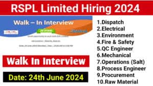 RSPL Limited Hiring 2024 | Walk-In Interview at Dwarka, Gujarat | Hiring for Multiple Positions