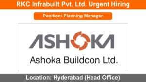 Job Opportunity at Ashoka Buildcon Ltd | Hiring for Planning Manager Position in Jodhpur, Rajasthan | Civil Engineering Jobs