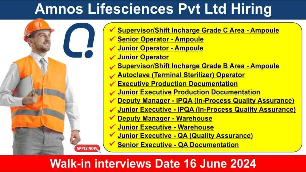 Amnos Lifesciences Pvt Ltd Hiring