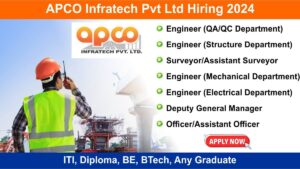 APCO Infratech Pvt Ltd Hiring 2024: Hiring for Multiple Positions, ITI, Diploma, BE, BTech, Any Graduate