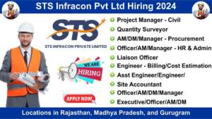 STS Infracon Pvt Ltd Hiring 2024 | Hiring for Multiple Positions | Civil Engineering Jobs