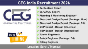 CEG India Recruitment 2024: Hiring for Multiple Positions in High-Speed Rail Project | Jobs in Surat and Mumbai