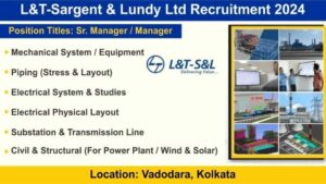 L&T-Sargent & Lundy Limited Urgent Hiring, For Power Plant Projects