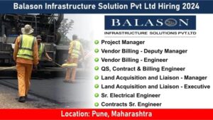 Balason Infrastructure Solution Pvt Ltd Vacancy: BE, Any Degree | Civil Engineering Jobs