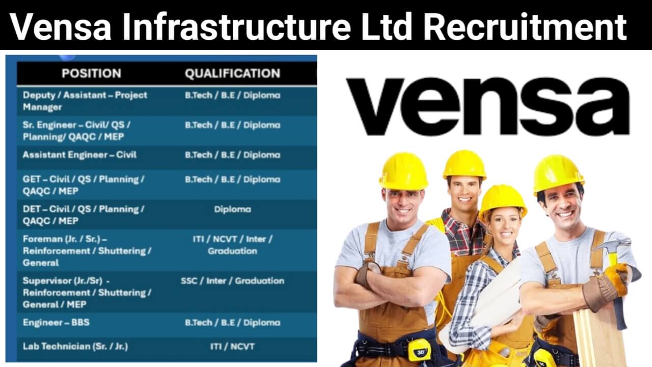 Freshers Engineer Jobs 2024 | Vensa Infrastructure Ltd Recruitment