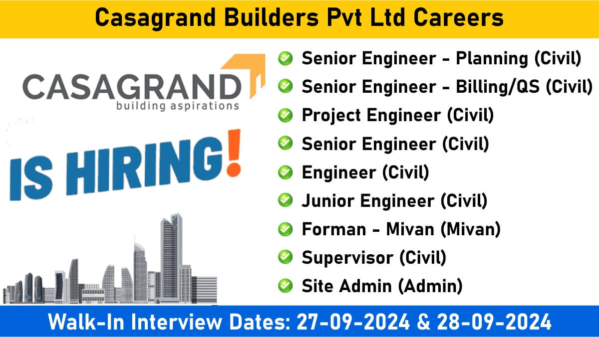 Casagrand Builders Pvt Ltd Careers