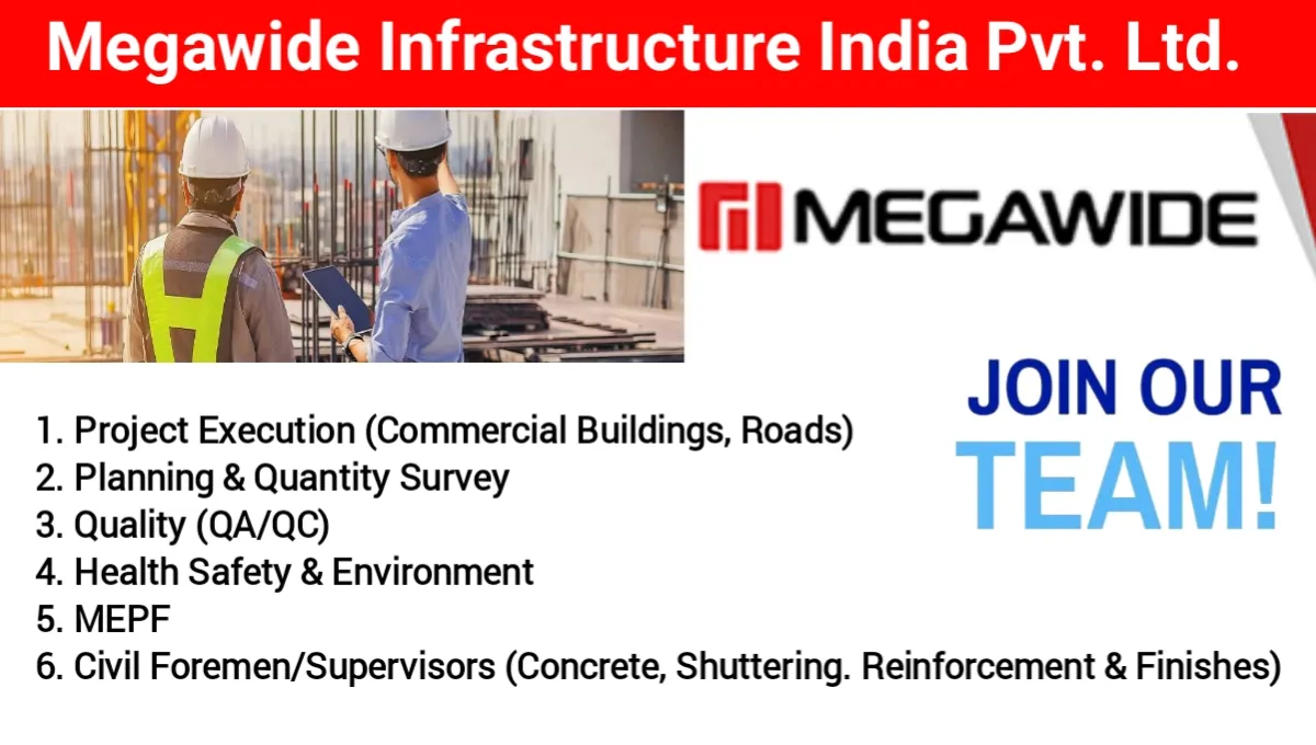 Megawide Infrastructure India Pvt Ltd Walk-In Interview 2024 | For Engineer, Supervisor And Foreman