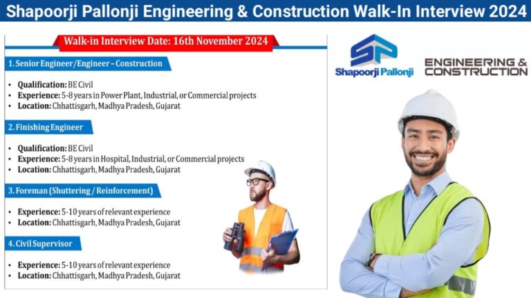 Shapoorji Pallonji Engineering & Construction Walk-In Interview 2024