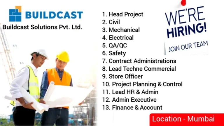 Buildcast Solutions Pvt. Ltd Hiring 2024 | For Civil, Mechanical, Electrical Engineer