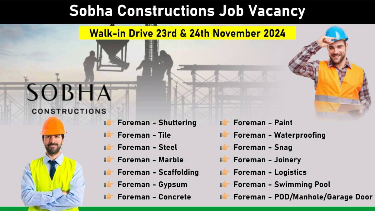 Sobha Constructions Job Vacancy