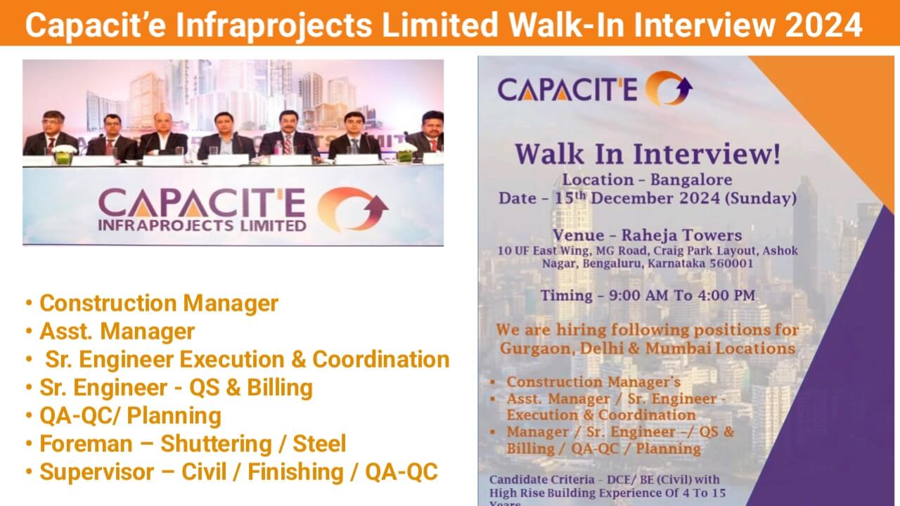 Capacit’e Infraprojects Limited Walk-In Interview 202