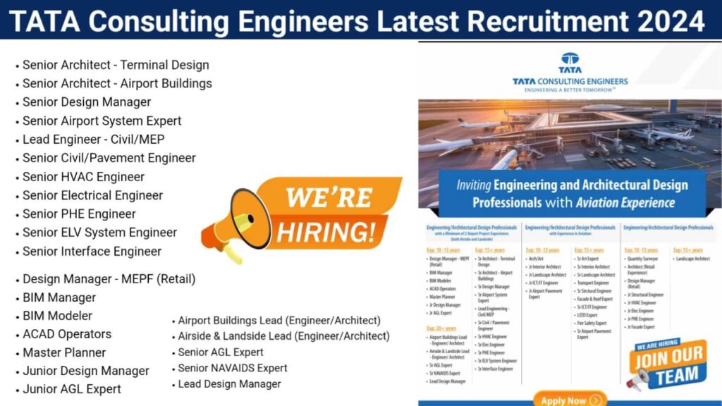 TATA Consulting Engineers Latest Recruitment 2024 | For Engineering and Architectural Design Professionals