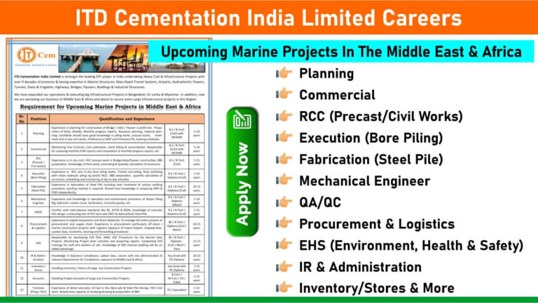 ITD Cementation India Limited Careers