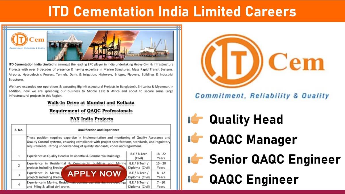 ITD Cementation India Limited Careers