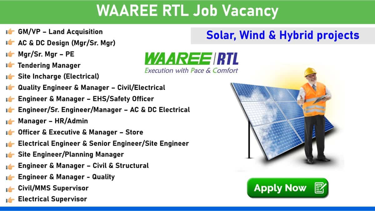 WAAREE RTL Job Vacancy