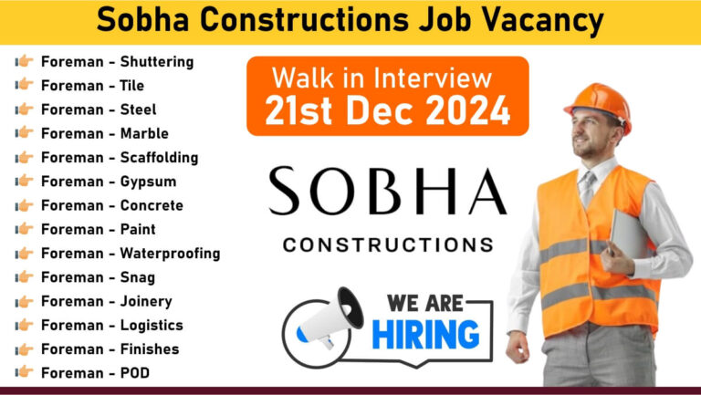 Sobha Constructions Job Vacancy