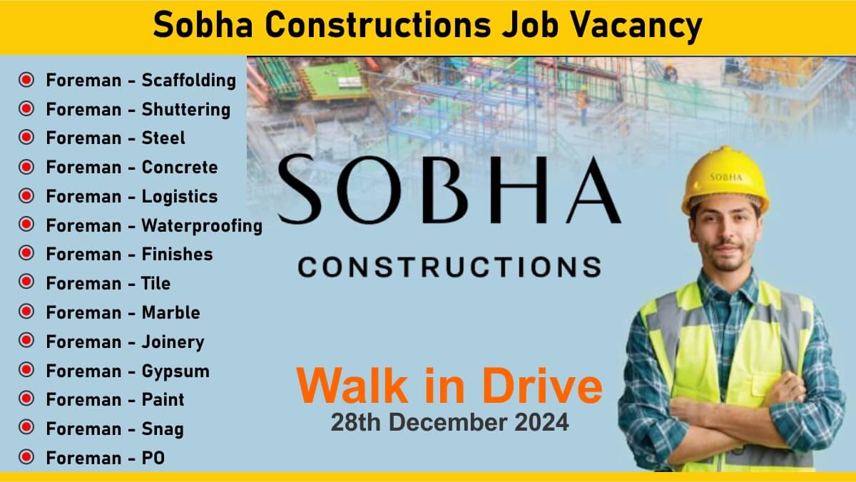 Sobha Constructions Job Vacancy