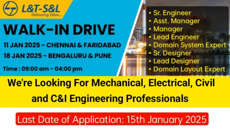 L&T-Sargent & Lundy Limited Mega Walk-In Interview 2025 | For Mechanical, Electrical, Civil, and C&I Engineering Experts.