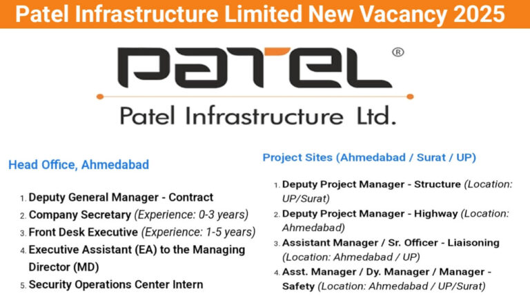 Patel Infrastructure Limited New Vacancy 2025