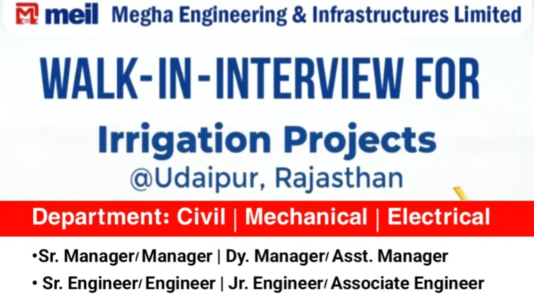 Megha Engineering & Infrastructure Ltd (MEIL) Walk-In Interview 2025 | Date: 25th January 2025