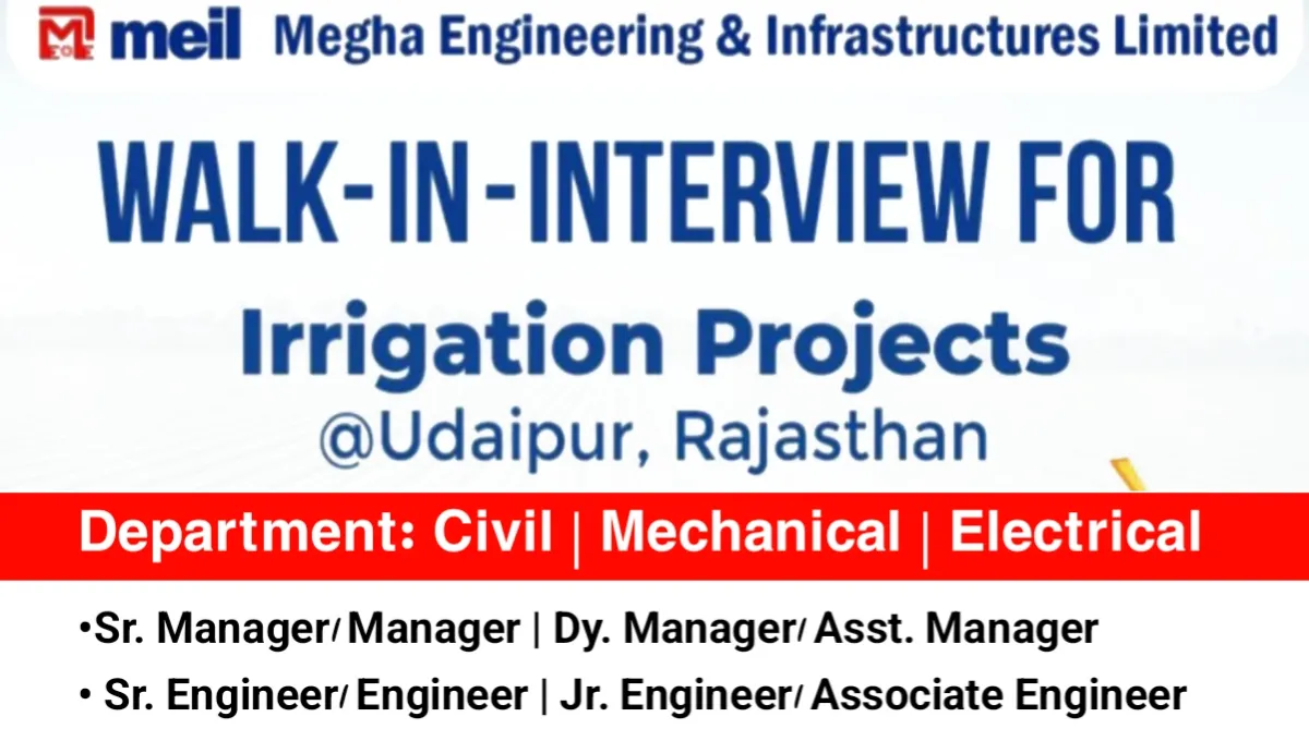 Megha Engineering & Infrastructure Ltd (MEIL) Walk-In Interview 2025 | Date: 25th January 2025