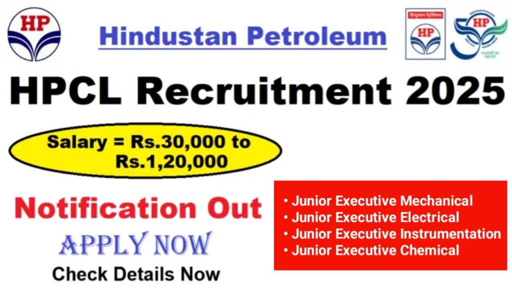 Hindustan Petroleum Corporation Limited Recruitment 2025 | For Junior Executive | Civil, Mechanical, Electrical, Instrumentation And Chemical